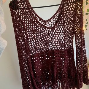 Knitted Maroon Sweater Top